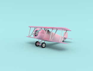Poster - Toy vintage aircraft. Illustration with empty place for text. 3D rendering