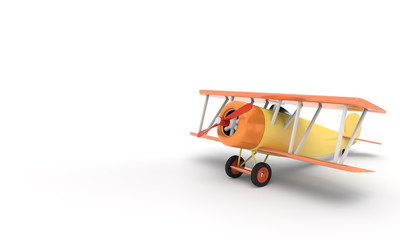 Poster - Toy vintage aircraft. Illustration with empty place for text. 3D rendering