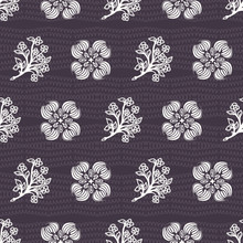 Seamless Vector Pattern. Hand Drawn Flower Damask Blooms. Repeating Geo Floral Background. Monochrome Surface Design Textile Swatch, Modern Daisy Black White Wallpaper. Ornamental Retro All Over Print