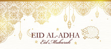 Muslim Holiday Eid Al-Adha Card. Happy Sacrifice Celebration.