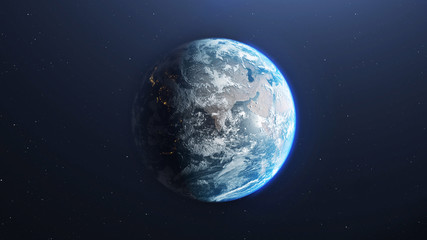 Wall Mural - earth from space with city lights in the night part , 3d rendering of planet earth, elements of this