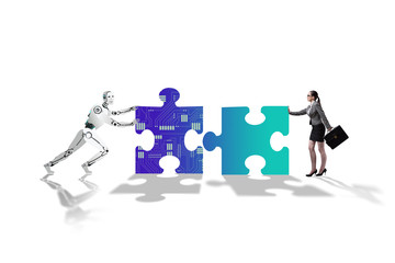 Robot and human cooperating in jigsaw puzzle