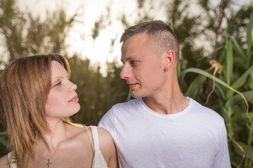 Lovely happy couple. romantic beautiful woman and handsome man