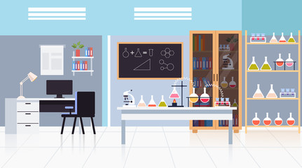 empty laboratory science concept. vector flat graphic design isolated illustration