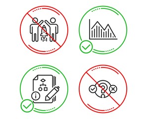 Poster - Do or Stop. Investment graph, Partnership and Algorithm icons simple set. Quiz test sign. Investment infochart, Business startup, Project. Select answer. Education set. Line investment graph do icon