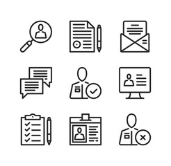 Poster - Human resources vector line icons. Employment, recruiting, hr agency, recruitment, team management concepts. Simple outline symbols, modern linear graphic elements collection. Line icons set