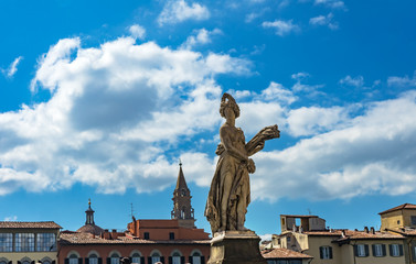 Summer Statue Ponte Bridge Santa Trinita Arno River Florence Italy