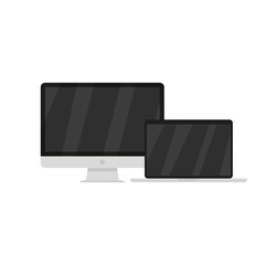 Aufkleber - desktop monitor and laptop in flat style