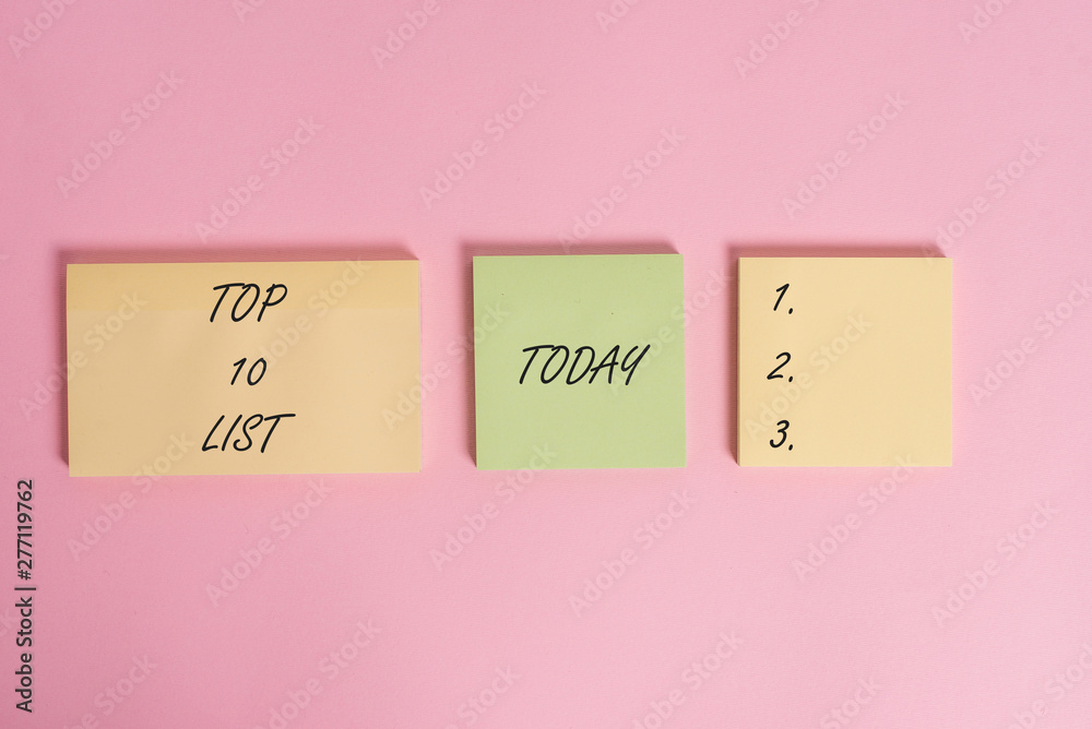 Particular List Writing note showing Top 10 List. Business concept for the ten most ...