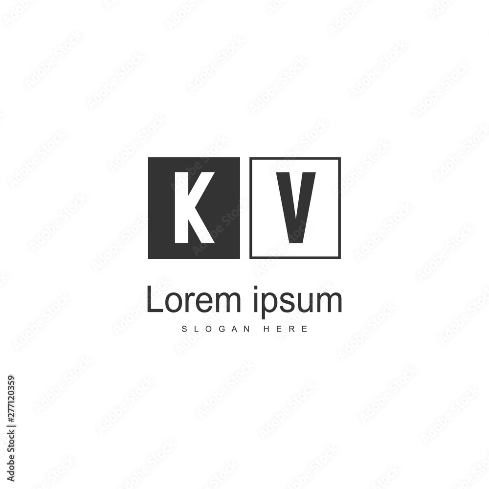 Initial KV logo template with modern frame. Minimalist KV letter logo ...
