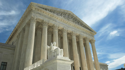 WASHINGTON, DC, USA -April, 2, 2017: us supreme court and statue contemplation of justice in washington dc