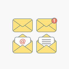 Poster - Envelope icon set. Vector illustration. Open and close envelopes.