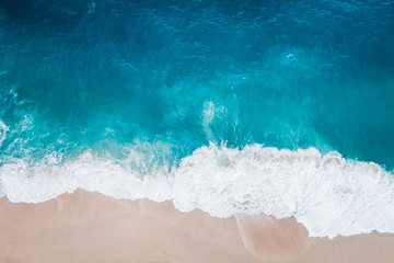Wall Mural - wild beach, top view, waves