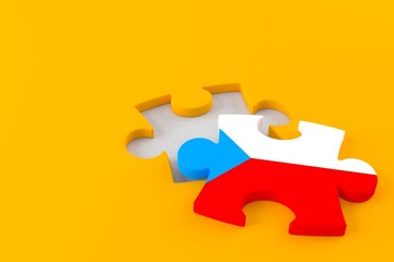 Canvas Print - Jigsaw puzzle with czech flag