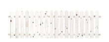 White Wooden Fence Isolated On A White Background That Separates The Objects. There Are Clipping Paths For The Designs And Decoration