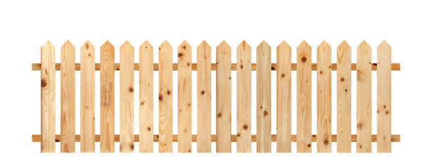 Wall Mural - Brown wooden fence isolated on a white background that separates the objects. There are Clipping Paths for the designs and decoration