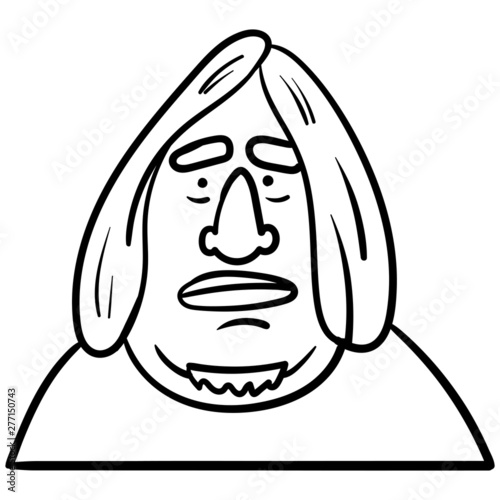 Funny Vector Drawing Of A Man With Long Hair And Goatee