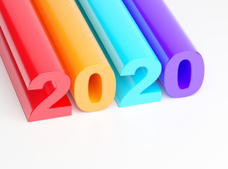 Wall Mural - 2020 happy new year - colorful 2020 calendar background