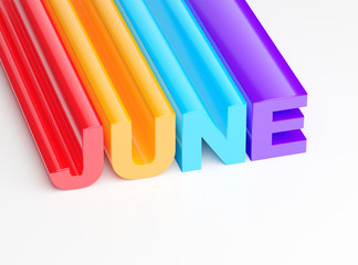 Wall Mural - June colorful glossy text 3D render calendar background