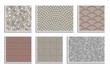 Set of seamless round pavement textures. Vector repeating patterns of radial stone material
