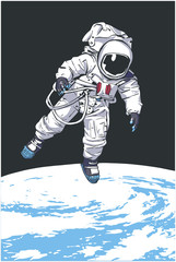 illustration of astronaut floating in space with planet earth in the background