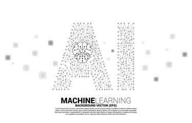Poster - AI from circuit line graphic with brain icon. concept of machine learning and Artificial Intelligence technology