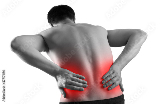 Fotografía Kidney stones, pain in a man's body isolated on white background, chronic diseas