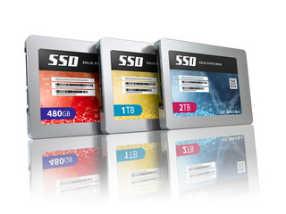 Poster - SSD state solid drives disks isolated on white background.