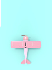 Poster - Toy vintage aircraft. Illustration with empty place for text. Vertical orientation. 3D rendering
