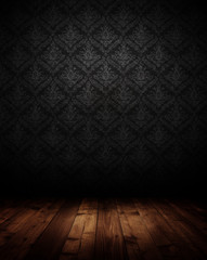 Wall Mural - dark interior room with baroque wallpaper