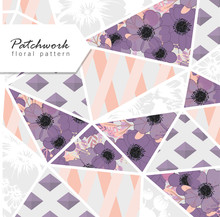 Abstract Patchwork With Flowers
