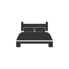 Poster - Bed icon template black color editable. Double bed symbol vector sign isolated on white background. Simple logo vector illustration for graphic and web design.