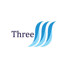 three curves simple 3d logo vector