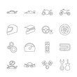 Line design icon set of racing video game and esport concept. Editable stroke vector icon.