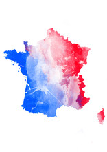 Abstract Watercolor Map Of France