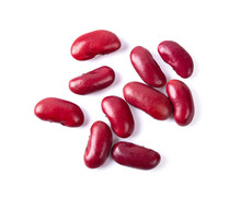 Top View Of Red Beans Isolated On The White Background. Top View