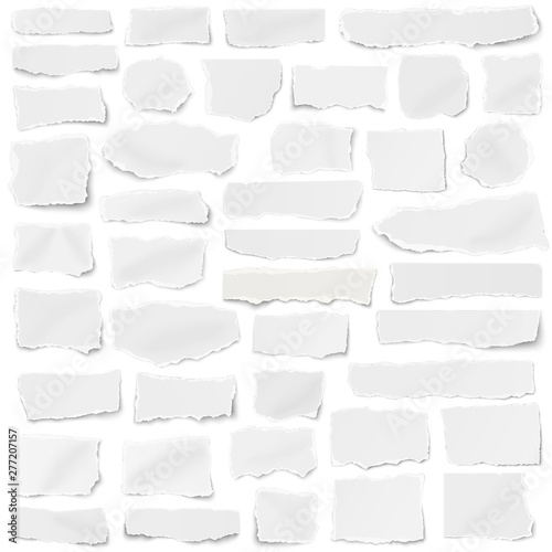 Cuadros en Lienzo Set of paper different shapes fragments isolated on white background