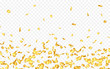 Falling from the top a lot of gold coins on transparent background. Vector illustration