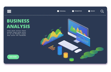 Poster - business statistics charts, diagrams vector concept. financial analytics banner template. analytics 