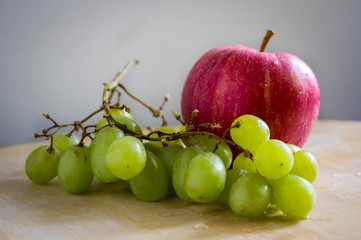 Apple and grapes