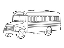 Outline Vector Illustration Of The School Bus