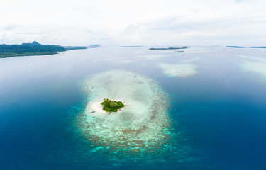 Wall Mural - Aerial view Banyak Islands Sumatra tropical archipelago Indonesia, coral reef beach turquoise water. Travel destination, diving snorkeling, uncontaminated environment ecosystem