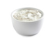 Delicious tartar sauce in bowl on white background