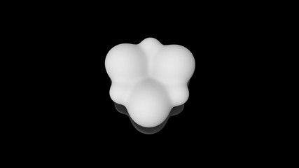 Poster - 3D illustration of milk drops, round shape, located above the black reflective surface in space in a strictly geometric structure. 3D rendering of objects, futuristic background image