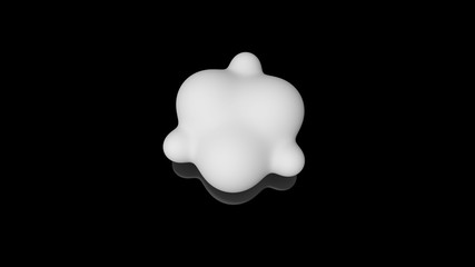 Poster - 3D illustration of milk drops, round shape, located above the black reflective surface in space in a strictly geometric structure. 3D rendering of objects, futuristic background image