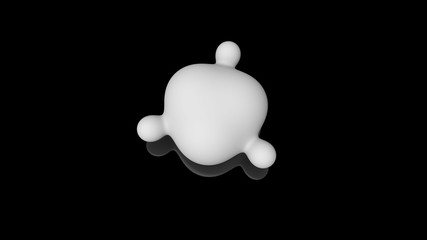 Poster - 3D illustration of milk drops, round shape, located above the black reflective surface in space in a strictly geometric structure. 3D rendering of objects, futuristic background image