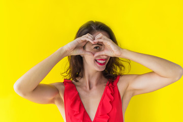 Heart hand gesture. Fingers folded into heart symbol