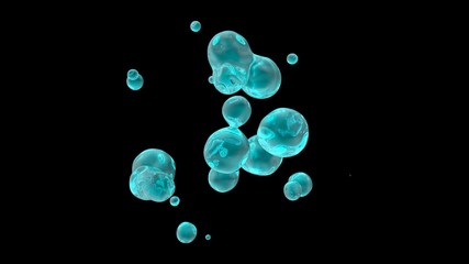 Poster - 3D rendering of water droplets in zero gravity, on a black background isolated. Drops in space, the image is futuristic. Abstraction for background and compositions.