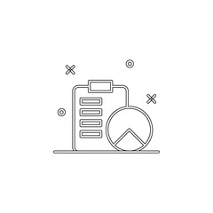 Poster - report in the pie chart icon. Element of business charts for mobile concept and web apps icon. Outline, thin line icon for website design and development, app development