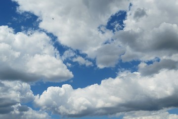 Beautiful cloudscape in blue sky, natural clouds background